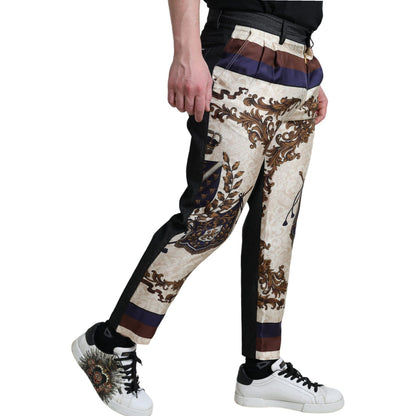 Dolce & Gabbana Multicolor Heraldic Skinny Men Pants