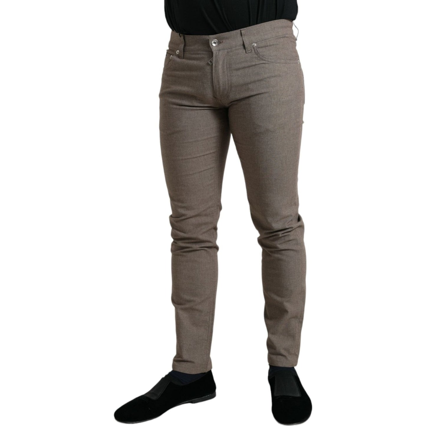 Dolce & Gabbana Brown Cotton Stretch Skinny Men Pants