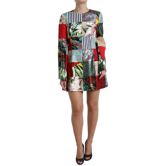 Dolce & Gabbana Multicolor Floral Patchwork Shift Mini Dress