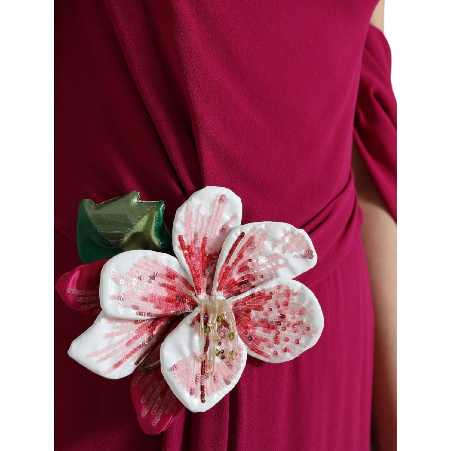 优雅紫色真丝中长款连衣裙