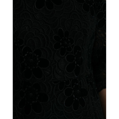 Dolce & Gabbana Black Floral Lace Cotton Bodycon Dress