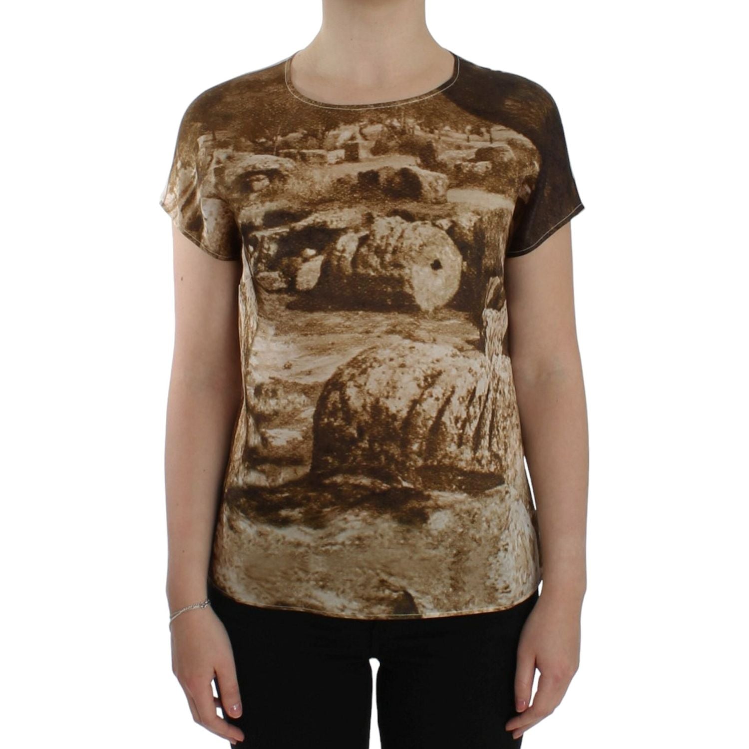 بلوزة من الحرير بطبعة تاورمينا من دولتشي آند غابانا Enchanted Sicily