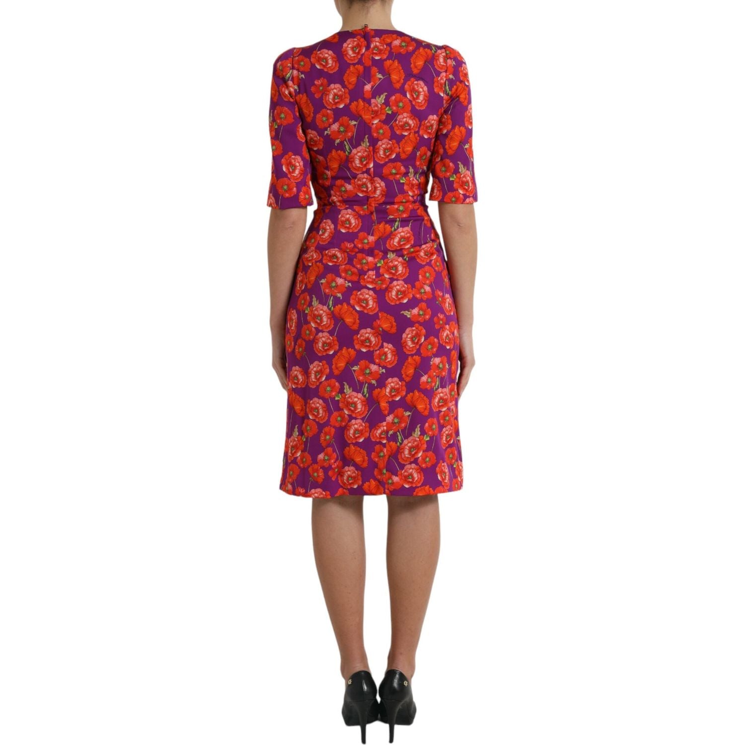 Dolce & Gabbana Multicolor Floral Poppy Print Sheath Dress