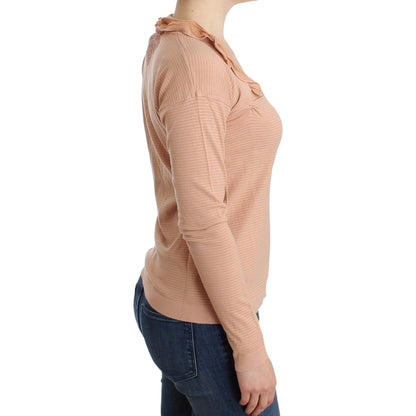 Ermanno Scervino Orange Wool Blend Striped Long Sleeve Top