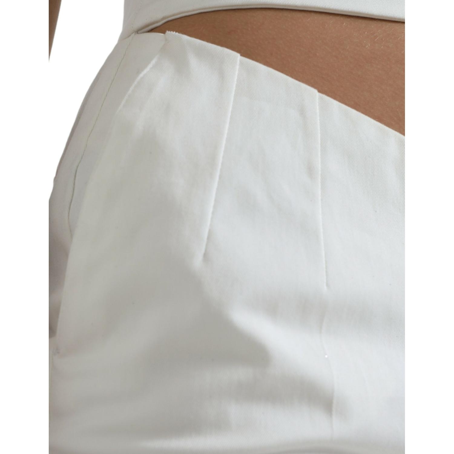 Dolce & Gabbana Black White Cotton Cut Out Waist Tapered Pants