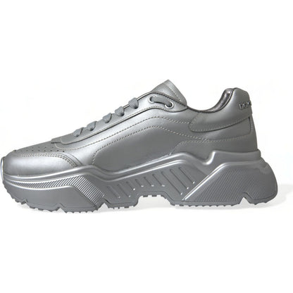 Dolce & Gabbana Silver DAYMASTER Leather Men Casual Sneakers Shoes