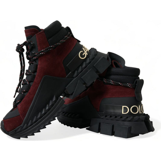 Dolce & Gabbana Burgundy Super King High Top Men Sneakers Shoes MV5424-39