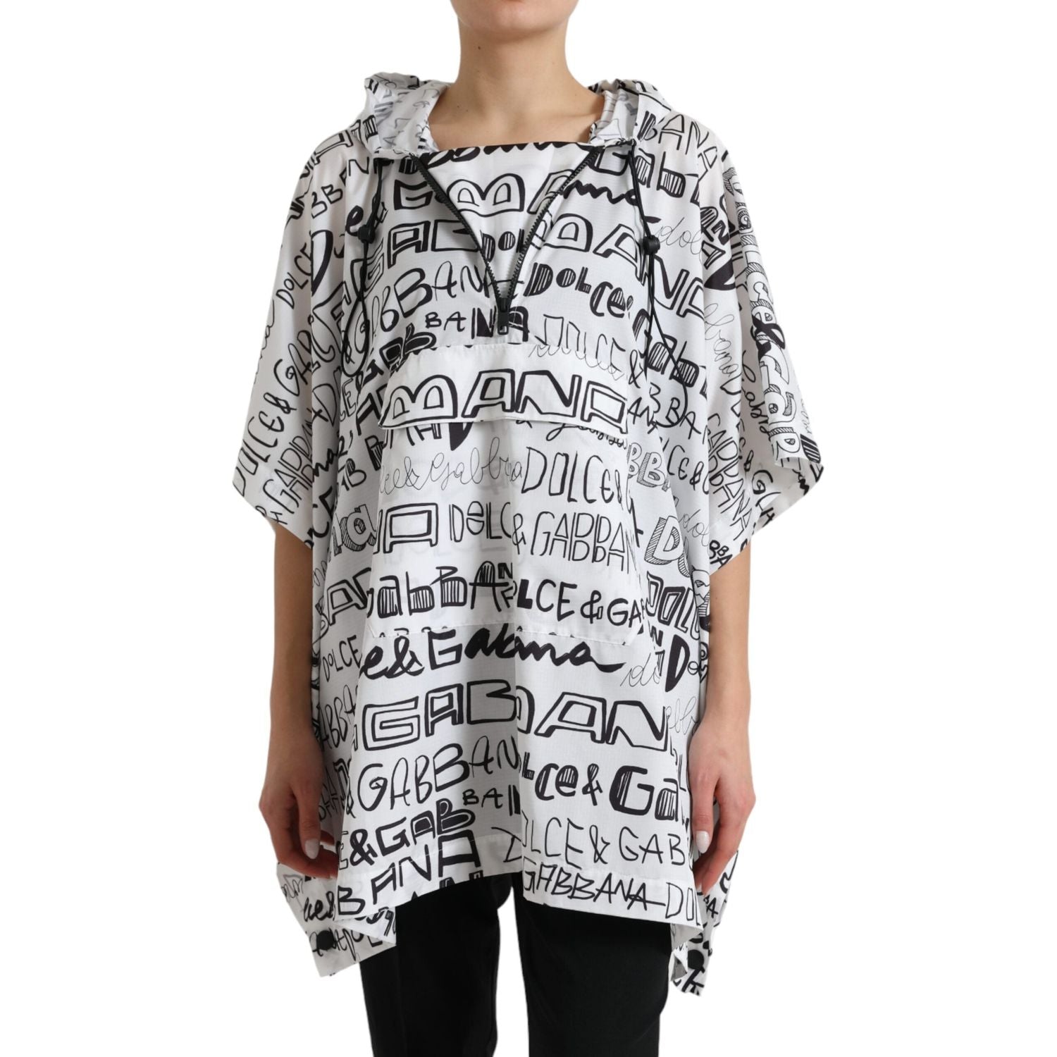 时尚连帽徽标印花宽松 T 恤