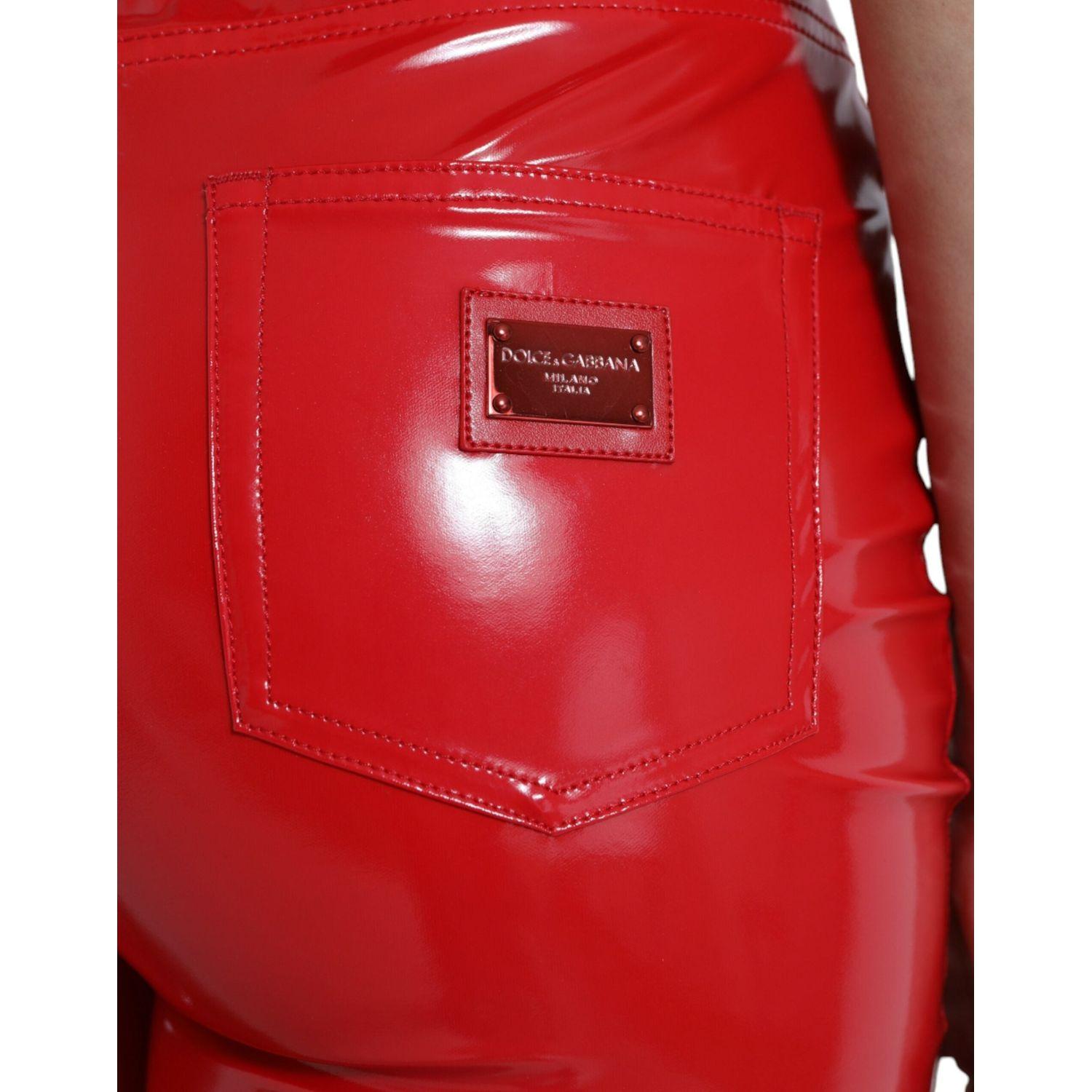 بنطلون دولتشي آند غابانا الأحمر الضيق بخصر مرتفع - أنيق وشيك