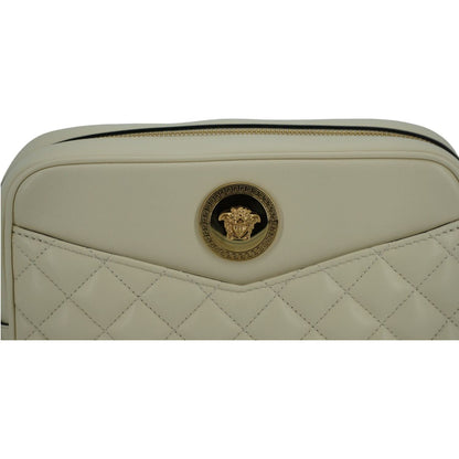 Versace Elegant White Leather Camera Shoulder Bag