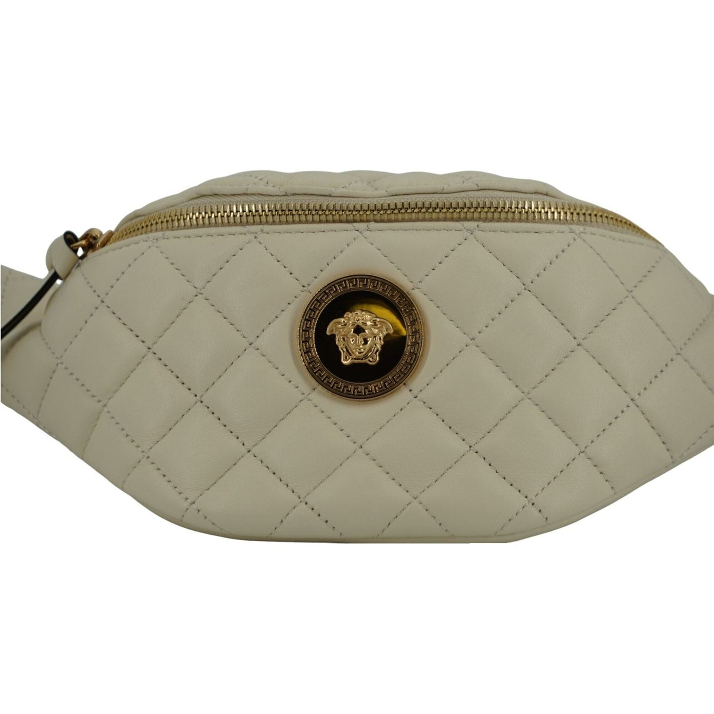 Versace Elegant White Lamb Leather Belt Bag