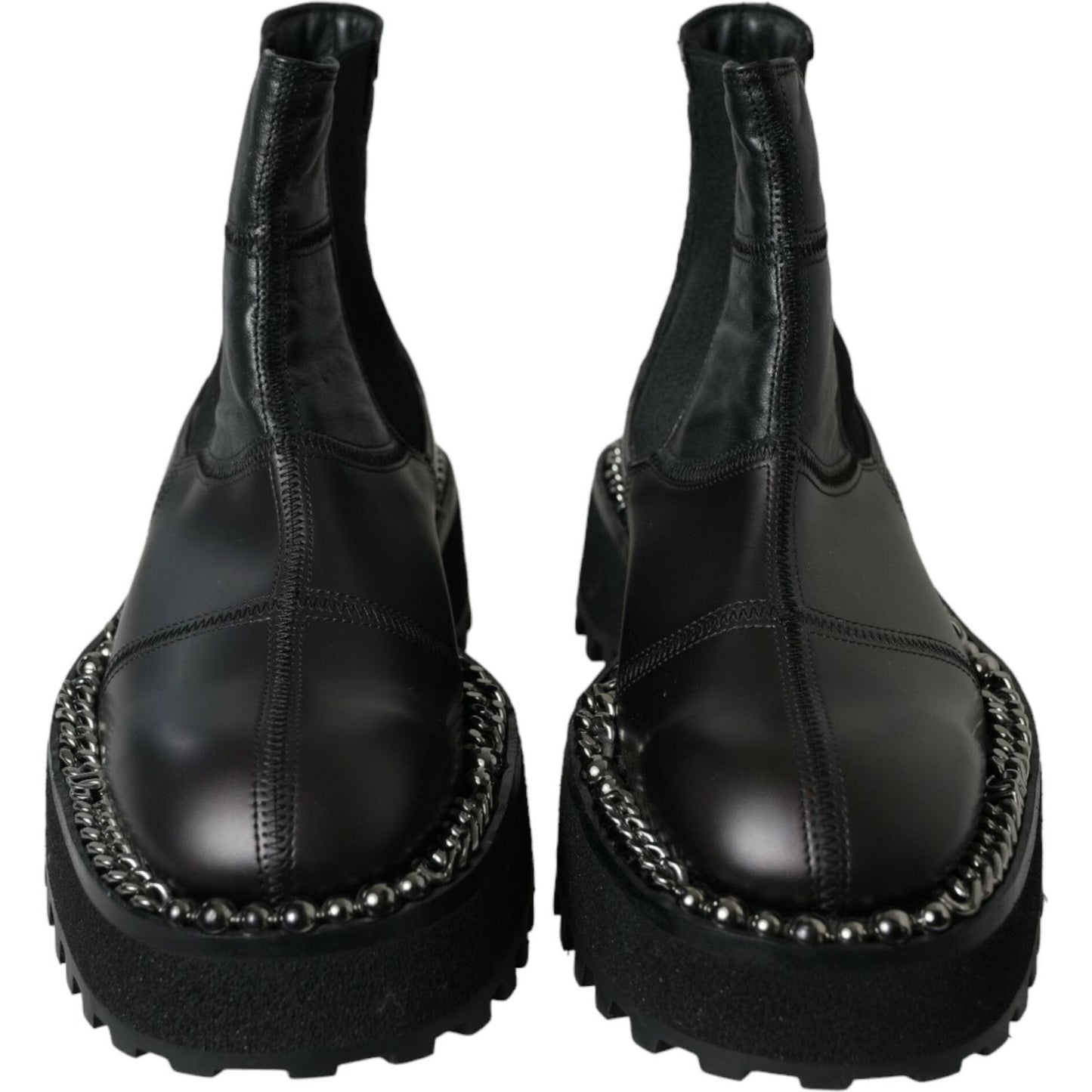 Dolce & Gabbana Black Leather Slip On Stretch Chelsea Boots Shoes MV5530-39