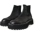 Dolce & Gabbana Black Leather Slip On Stretch Chelsea Boots Shoes MV5530-39