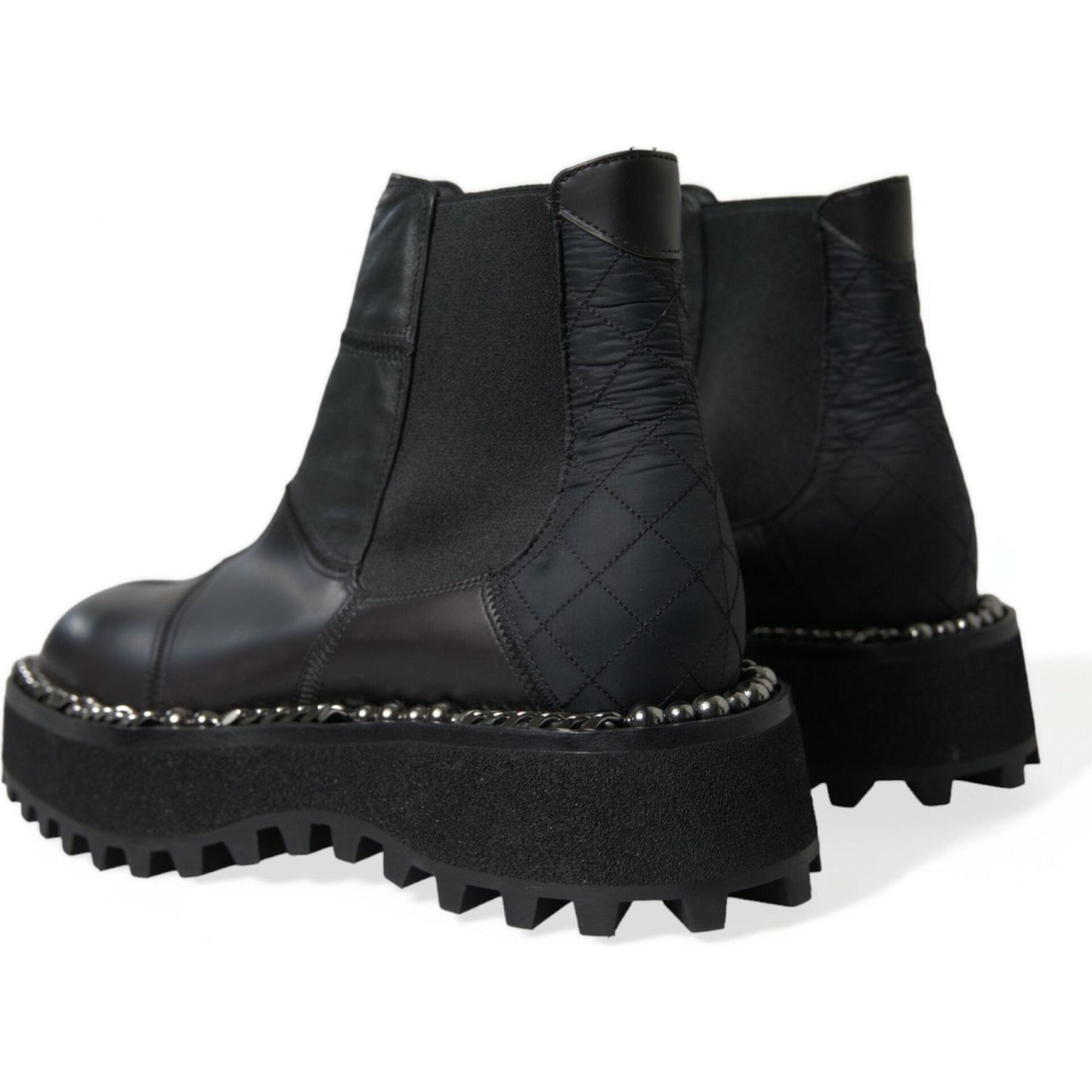 Dolce & Gabbana Black Leather Slip On Stretch Chelsea Boots Shoes MV5530-39