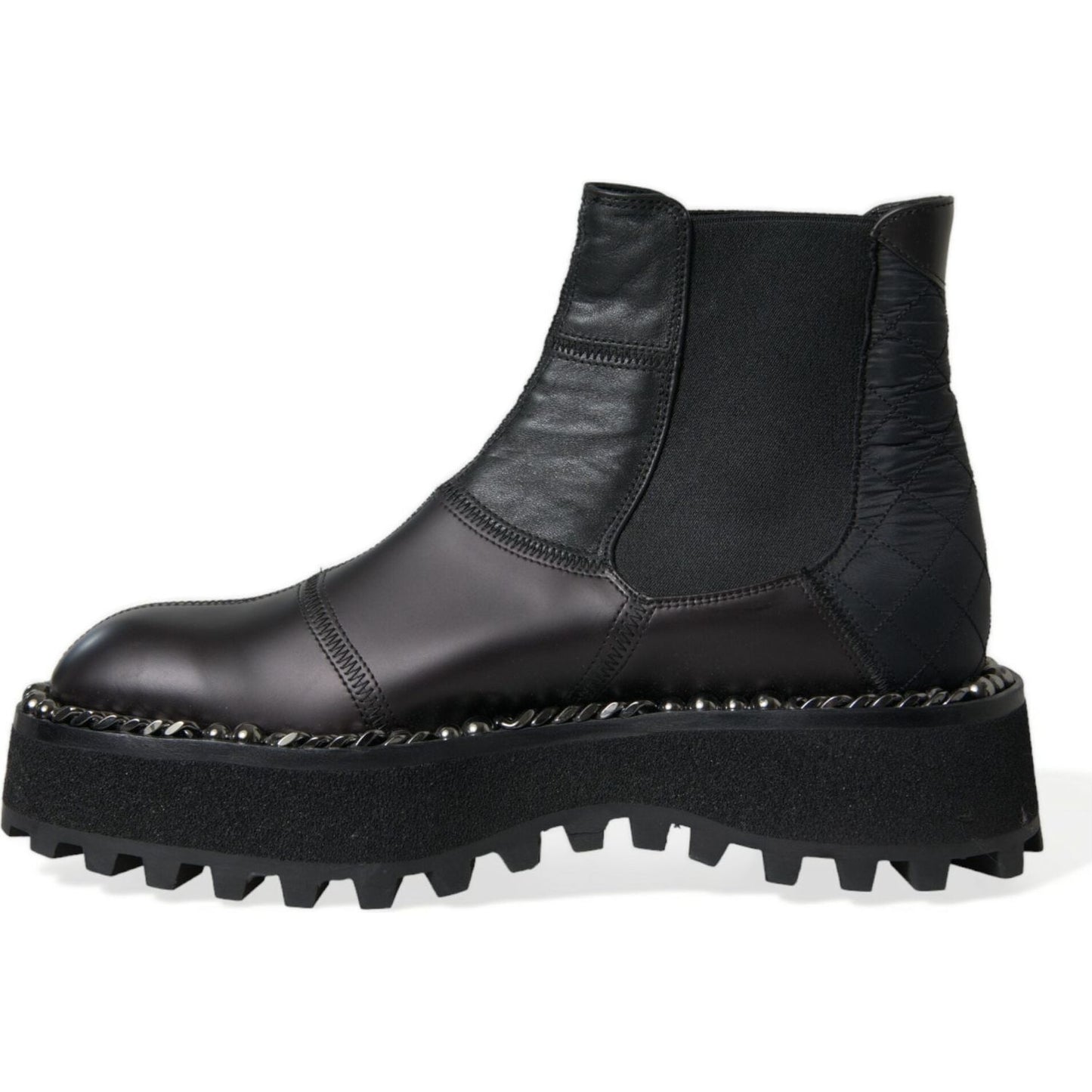 Dolce & Gabbana Black Leather Slip On Stretch Chelsea Boots Shoes MV5530-39