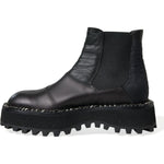 Dolce & Gabbana Black Leather Slip On Stretch Chelsea Boots Shoes MV5530-39