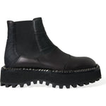 Dolce & Gabbana Black Leather Slip On Stretch Chelsea Boots Shoes MV5530-39