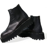 Dolce & Gabbana Black Leather Slip On Stretch Chelsea Boots Shoes MV5530-39
