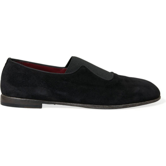 Dolce & Gabbana Black RUNWAY Velour AMALFI Loafers Shoes MV5402-41