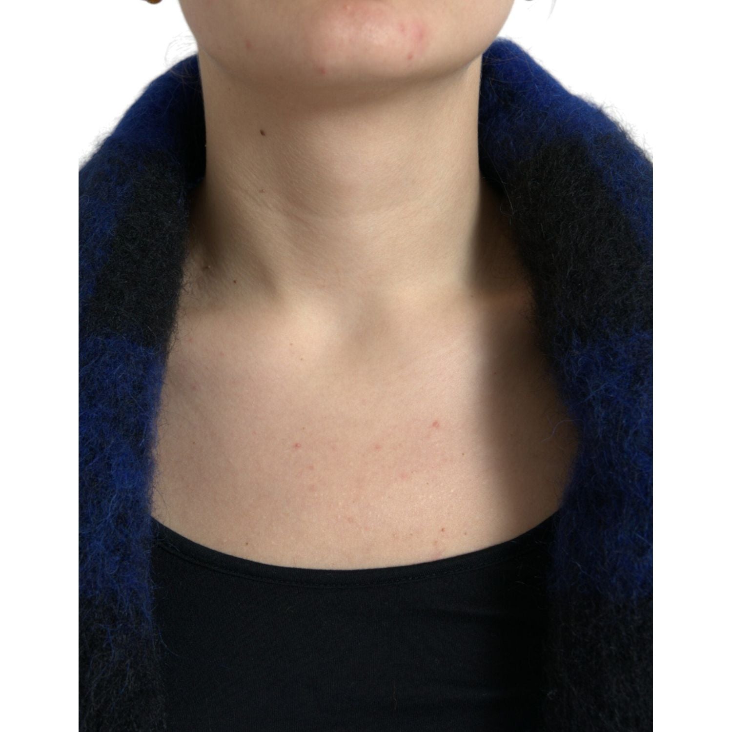 优雅格纹流苏斗篷开衫