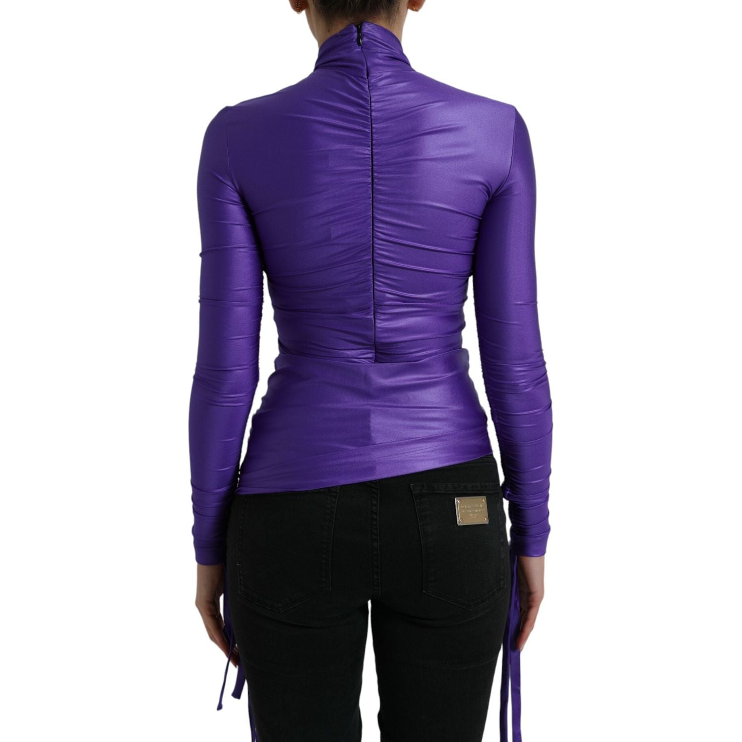 优雅长袖后拉链上衣