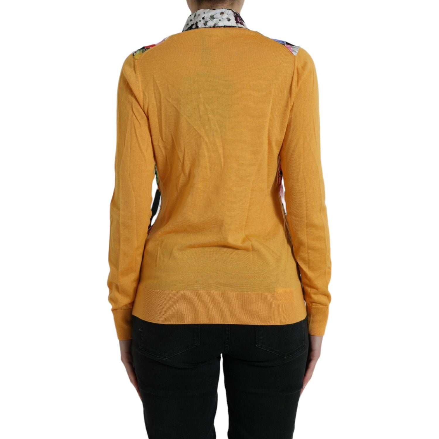 优雅拼布亨利丝混纺毛衣