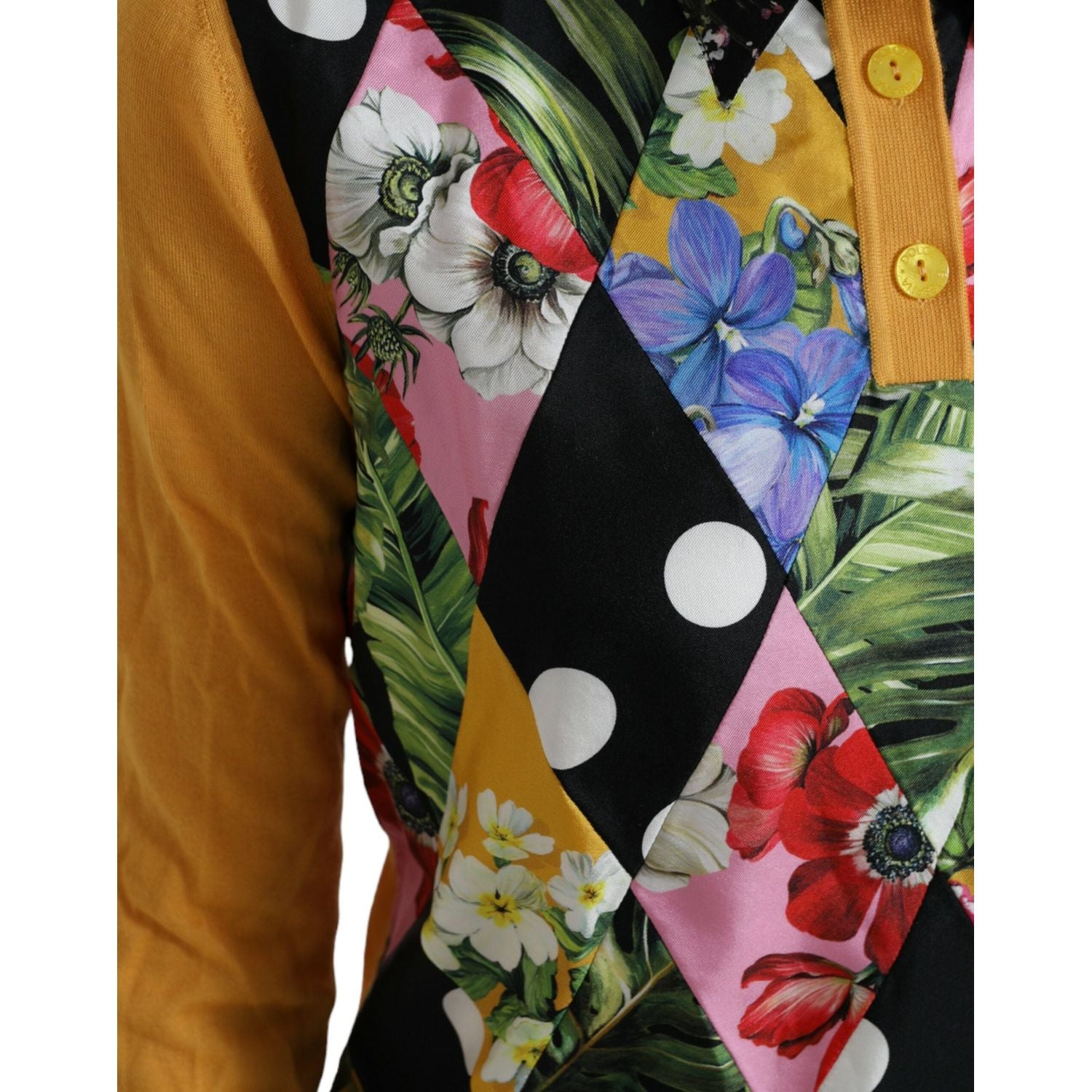 优雅拼布亨利丝混纺毛衣