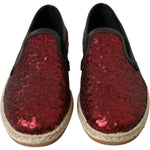 Dolce & Gabbana Red Sequined Leather Loafers Dolce & Gabbana Saddle Brown