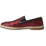 Dolce & Gabbana Red Sequined Leather Loafers Dolce & Gabbana Dark Slate Gray