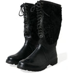 Dolce & Gabbana Sleek Black Shearling Mid Calf Boots Dolce & Gabbana Black
