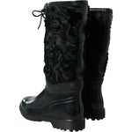 Dolce & Gabbana Sleek Black Shearling Mid Calf Boots Dolce & Gabbana Black