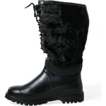 Dolce & Gabbana Sleek Black Shearling Mid Calf Boots Dolce & Gabbana Black