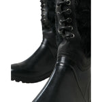 Dolce & Gabbana Sleek Black Shearling Mid Calf Boots Dolce & Gabbana Black