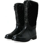 Dolce & Gabbana Black Chioggia Rubber Suede Rain Boots Shoes MV5589-44