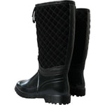 Dolce & Gabbana Black Chioggia Rubber Suede Rain Boots Shoes MV5589-44