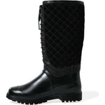 Dolce & Gabbana Black Chioggia Rubber Suede Rain Boots Shoes MV5589-44