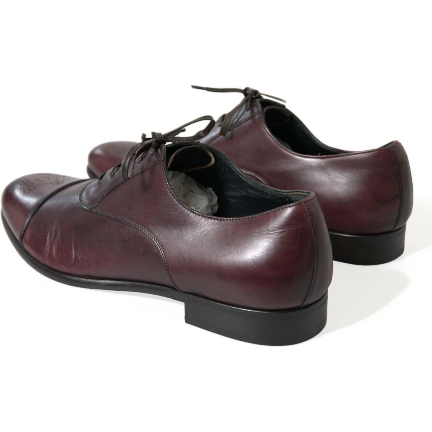 Dolce & Gabbana Bordeaux Leather Men Formal Derby Dress Shoes