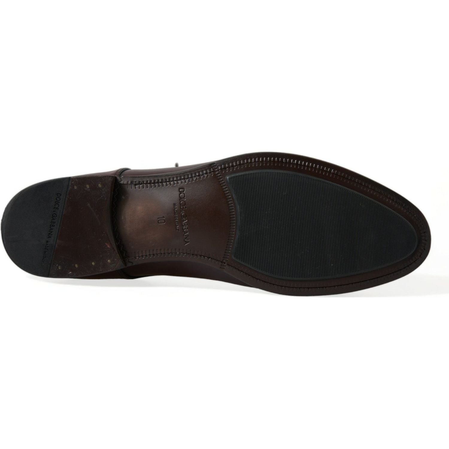 حذاء ديربي أنيق من الجلد باللون العنابي من دولتشي آند غابانا