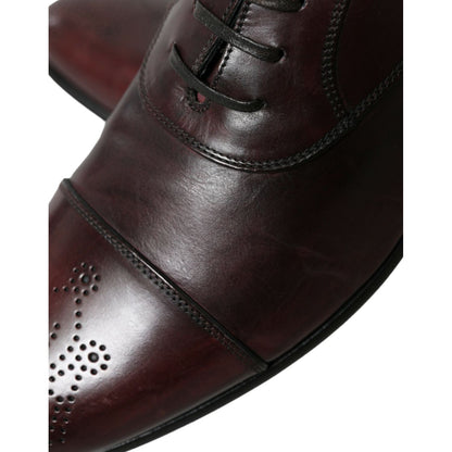 Dolce & Gabbana Bordeaux Leather Men Formal Derby Dress Shoes