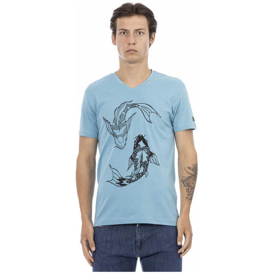 Trussardi Action Light Blue Cotton Men T-Shirt TR-24179-M