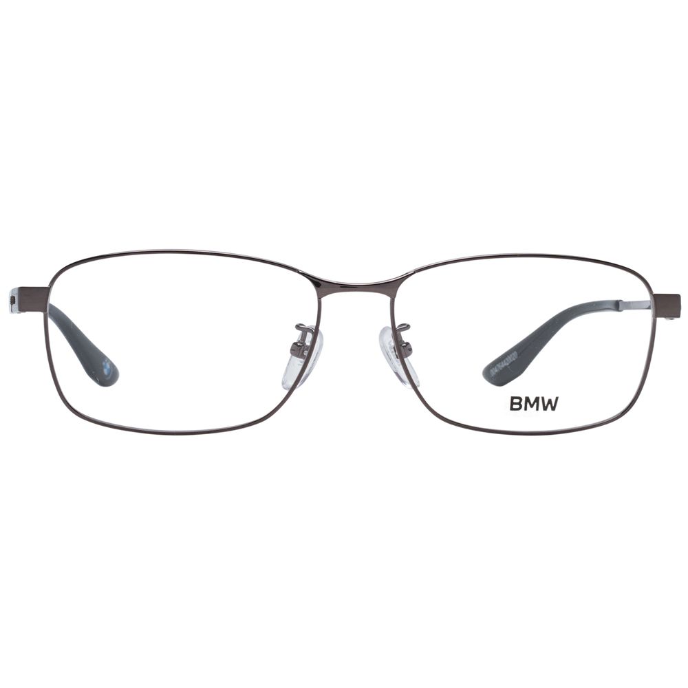 BMW Black Men Glasses Frame with full-rim titanium and demo lenses, model 56-15-145, includes branded case.