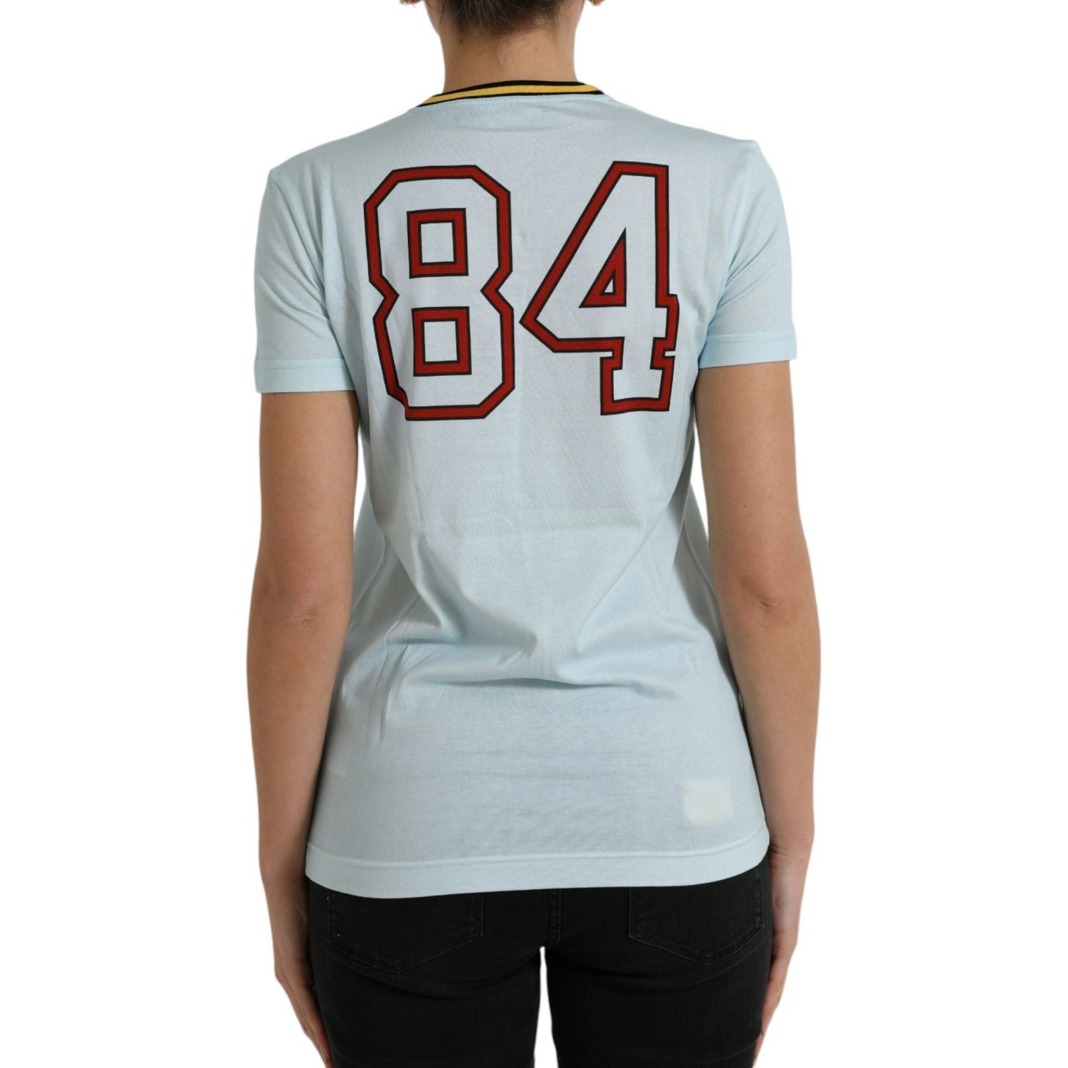 优雅浅蓝色棉质 T 恤