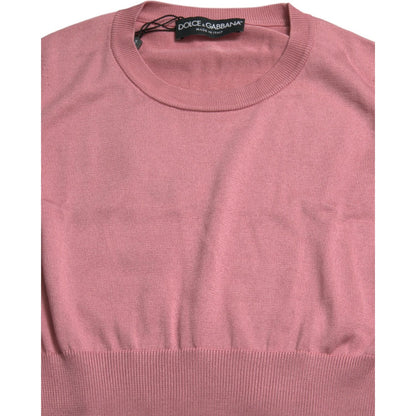 Dolce & Gabbana Pink Crew Neck Cropped Sleeveless Tank Top
