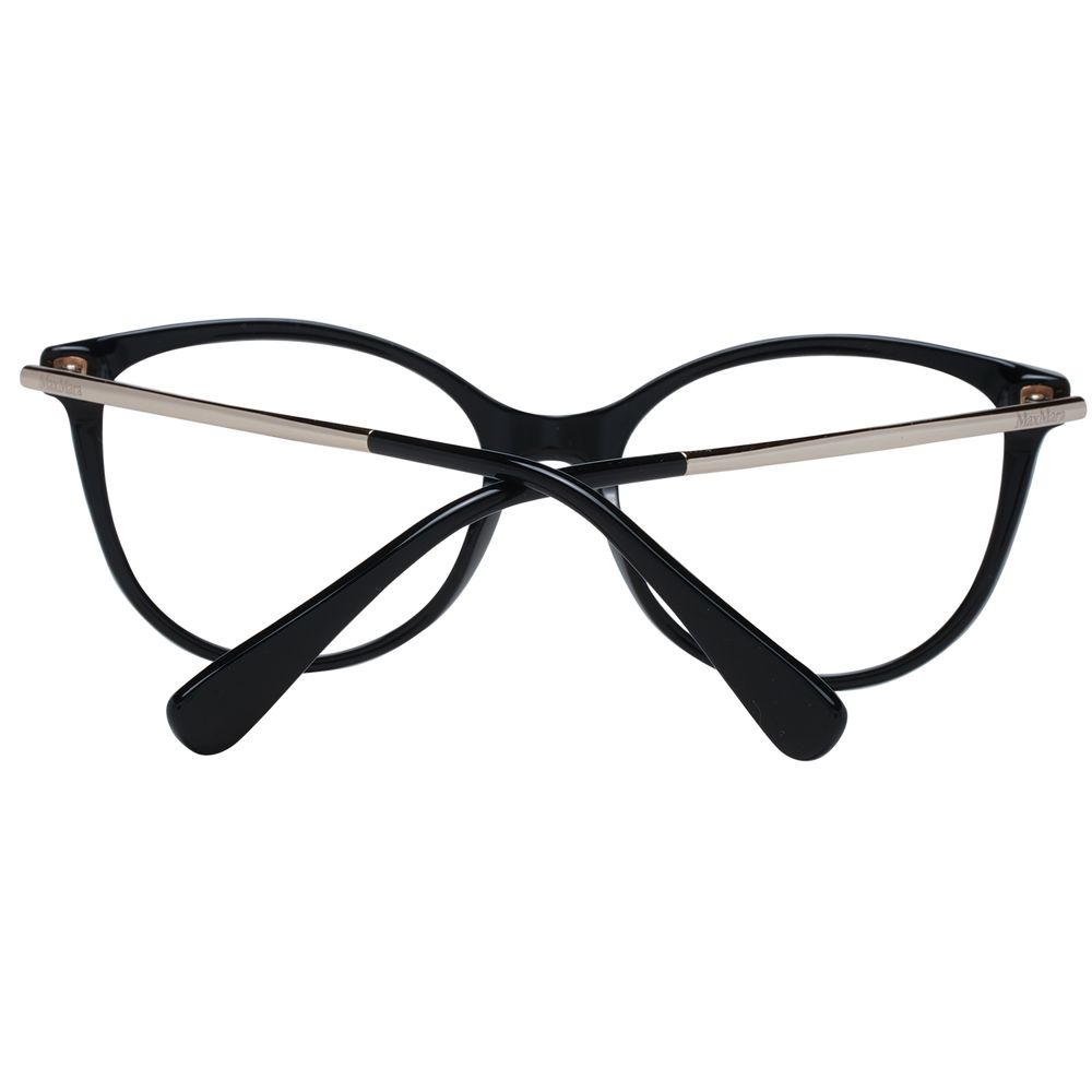Max Mara Black Women Glasses Frame, full-rim butterfly style with plastic material, shown with black frames and demo lenses.