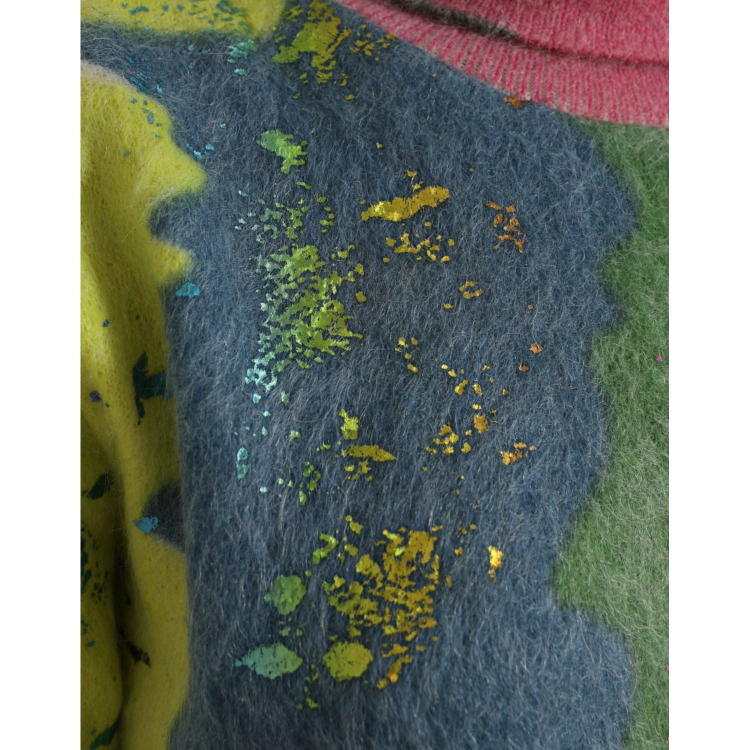 多色马海毛高领休闲毛衣