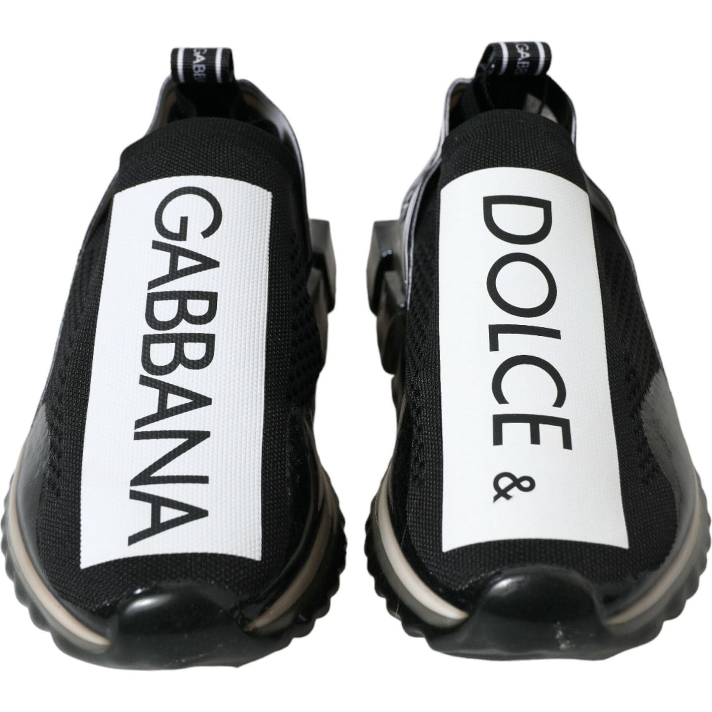 Dolce & Gabbana Black White Slip On Sneakers Sorrento Shoes MV5584-39