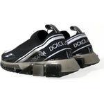 Dolce & Gabbana Black White Slip On Sneakers Sorrento Shoes MV5584-39