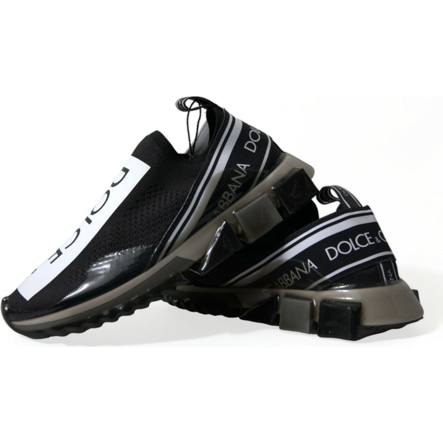 Dolce & Gabbana Black White Slip On Sneakers Sorrento Shoes MV5584-39