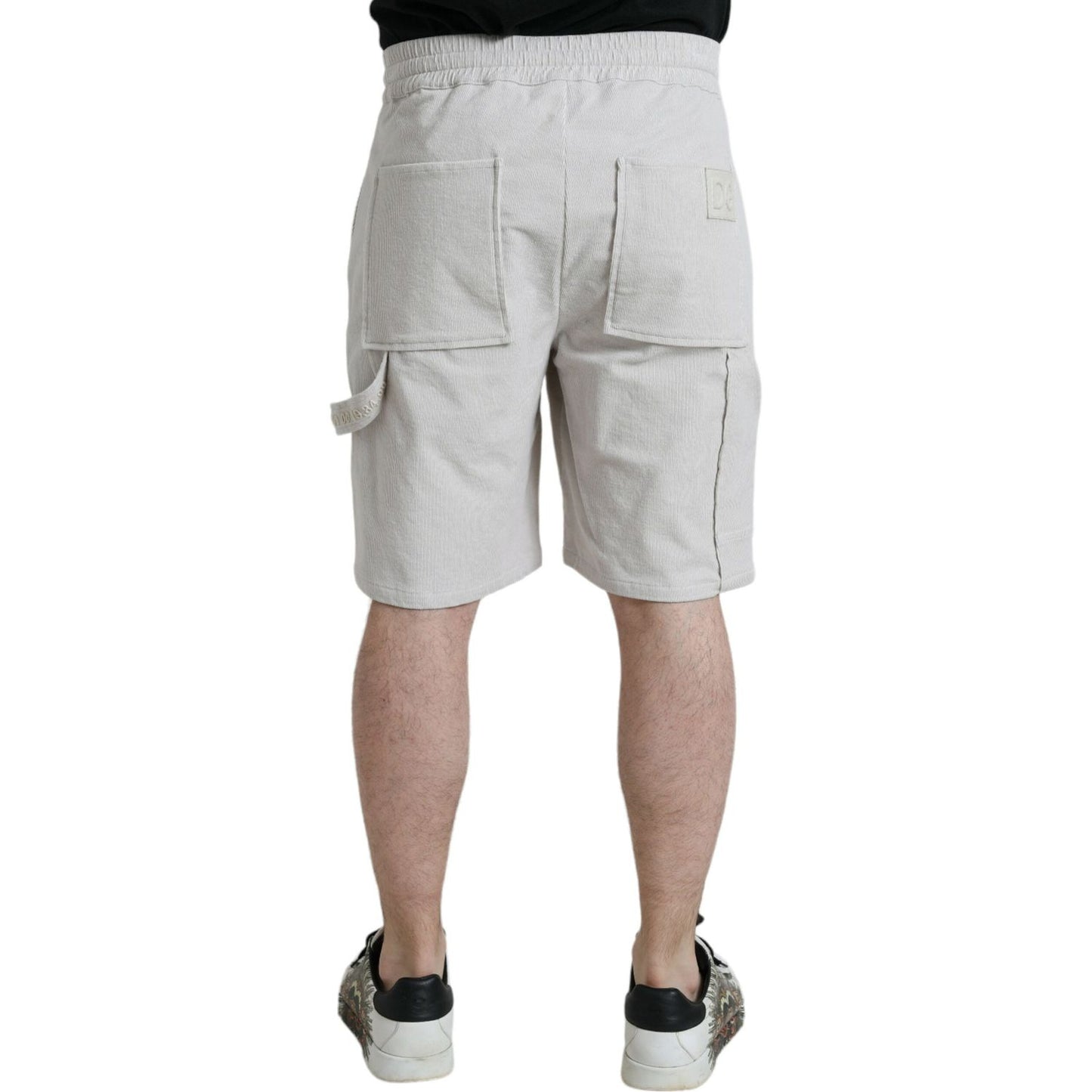 Dolce & Gabbana Beige Cotton Corduroy Logo Bermuda Shorts