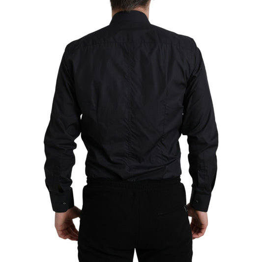 Dolce & Gabbana Navy Blue Cotton Collared Formal Dress Shirt TSH84685-39